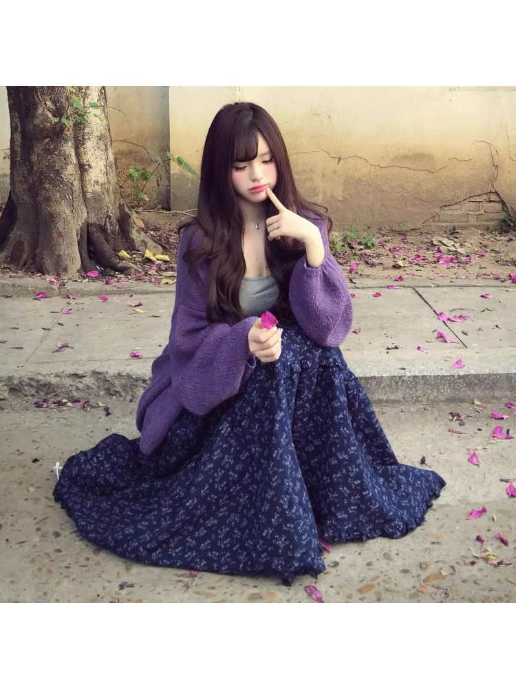 plus Size Women's High Waist F - Midi Skirt Floral ulasan dan harga