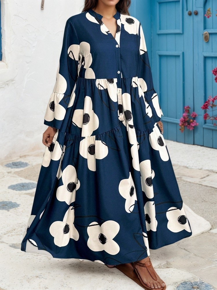 XL-4XL Plus Size Clothes Dress - Midi Skirt Floral ulasan dan harga